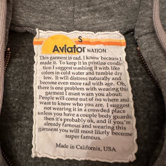Aviator Nation grey zip up - Picture 3 of 4